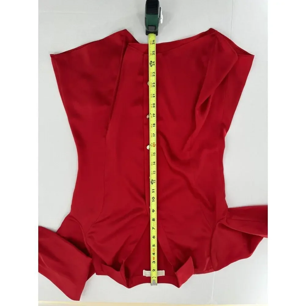 Michael Kors Blouse Size XS Logo Red Career Business Office Flowy​​​ - Picture 15 of 16